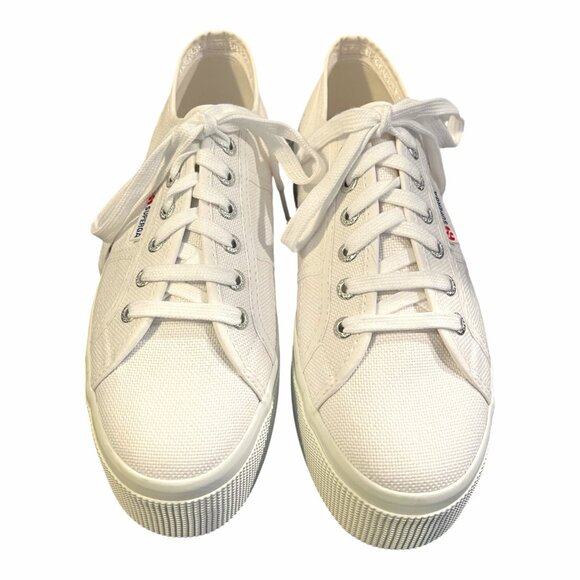 Superga Womens Sneakers Platform White Canvas Lace Up Size 9 Euro Size 40 Italy - Picture 3 of 13